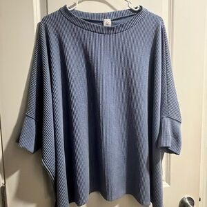 Oversized Ribbed Knit Top - Periwinkle